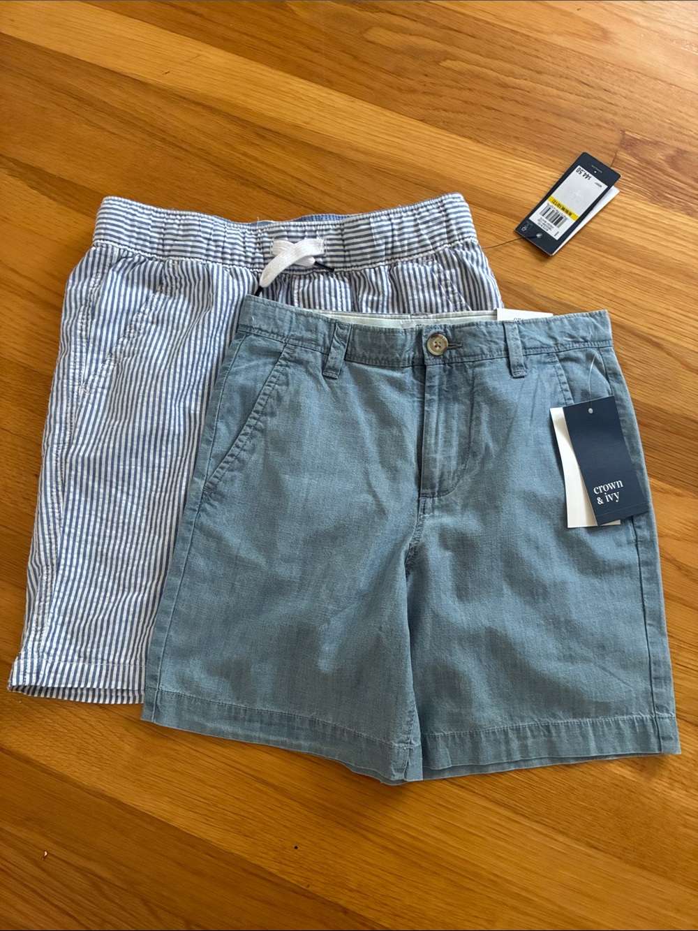 Big Boys Light Blue & Blue-White Stripe Shorts Bundle Hilfiger & Crown & Ivy